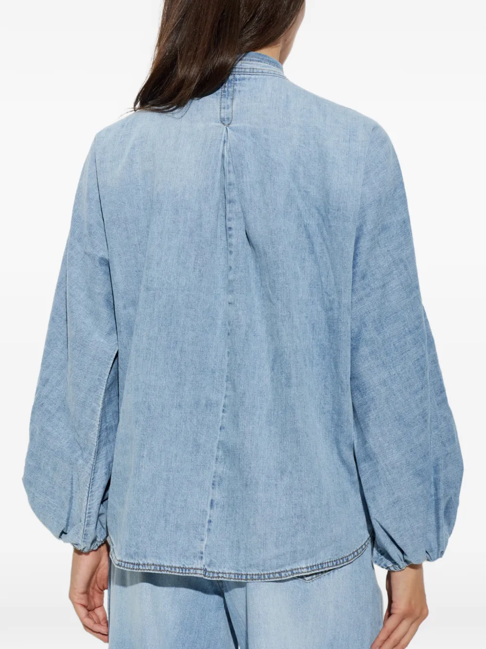 ZIMMERMANN Denim blouse met gestrikte hals Blauw