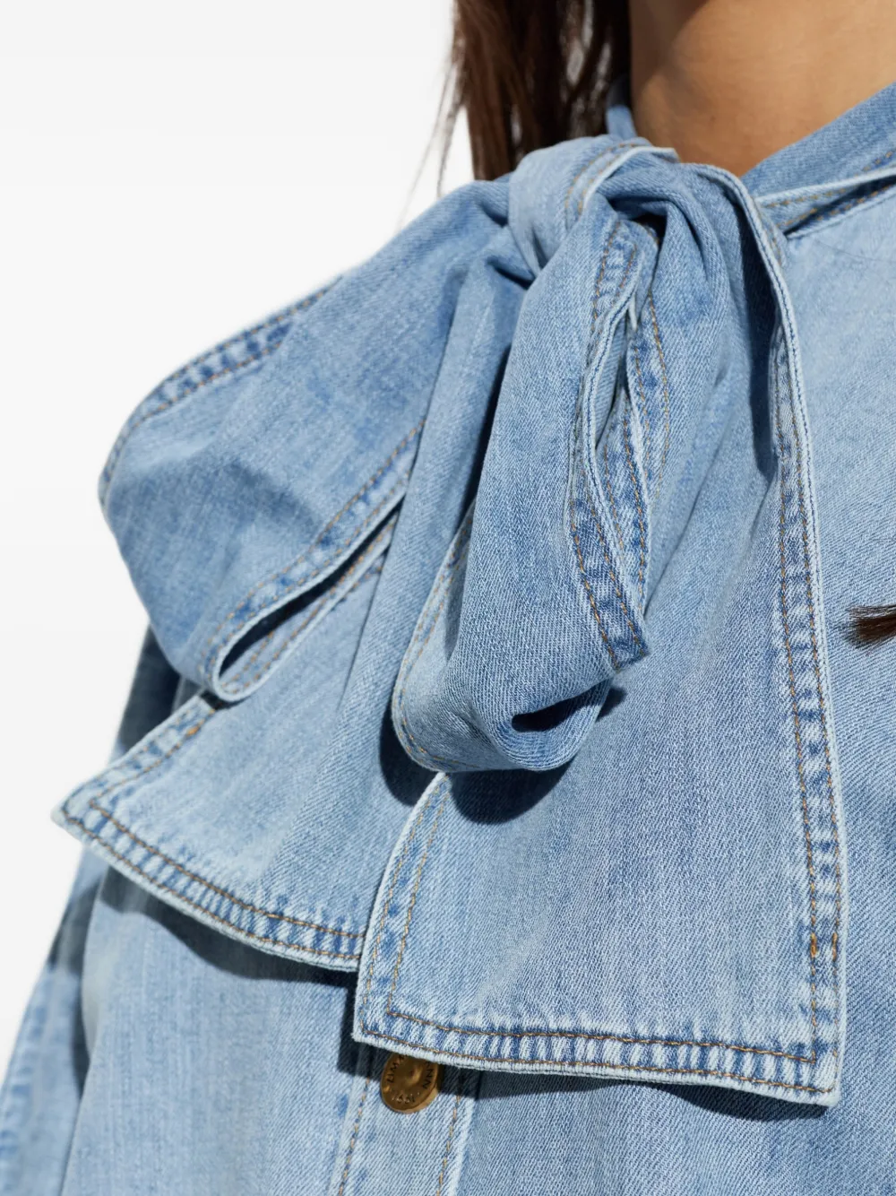 ZIMMERMANN Denim blouse met gestrikte hals Blauw