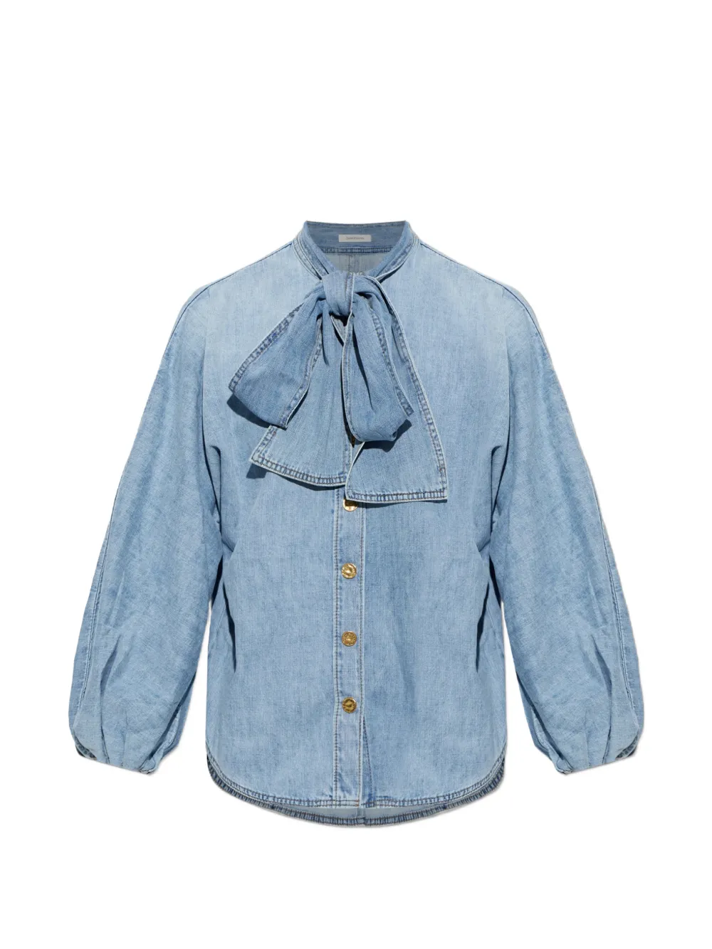 ZIMMERMANN tie-neck denim shirt - Blue