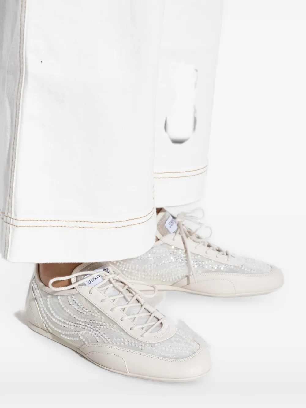 Jimmy Choo Sunny F sequin-embellished sneakers Beige