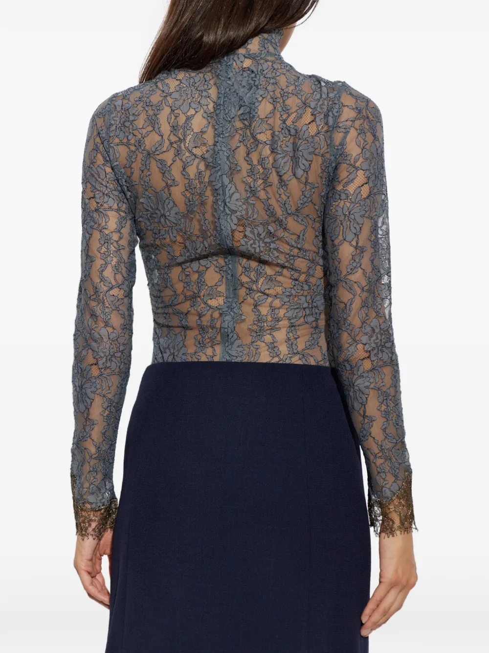 Valentino Garavani Body met lange mouwen en kanten detail Blauw
