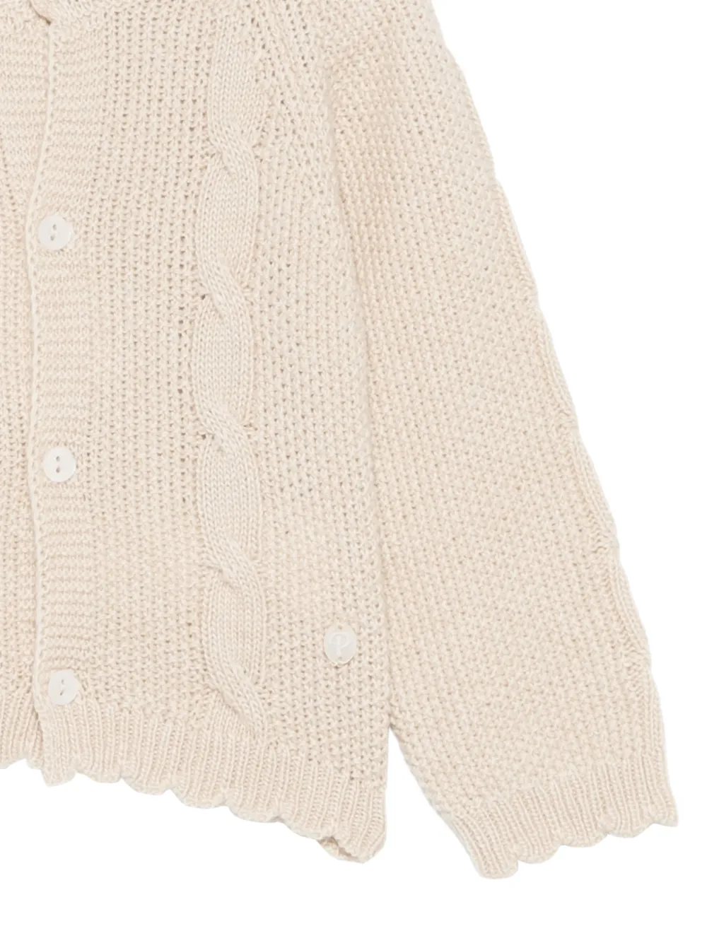 Patachou cable-knit scalloped cardigan Beige