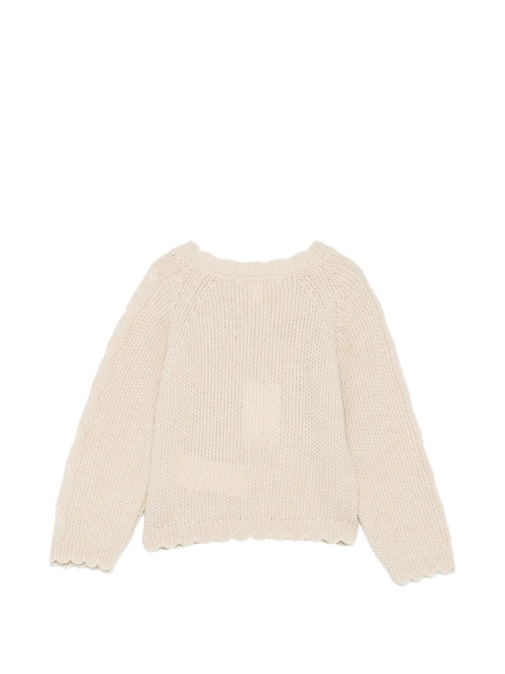 Patachou cable-knit scalloped cardigan Beige