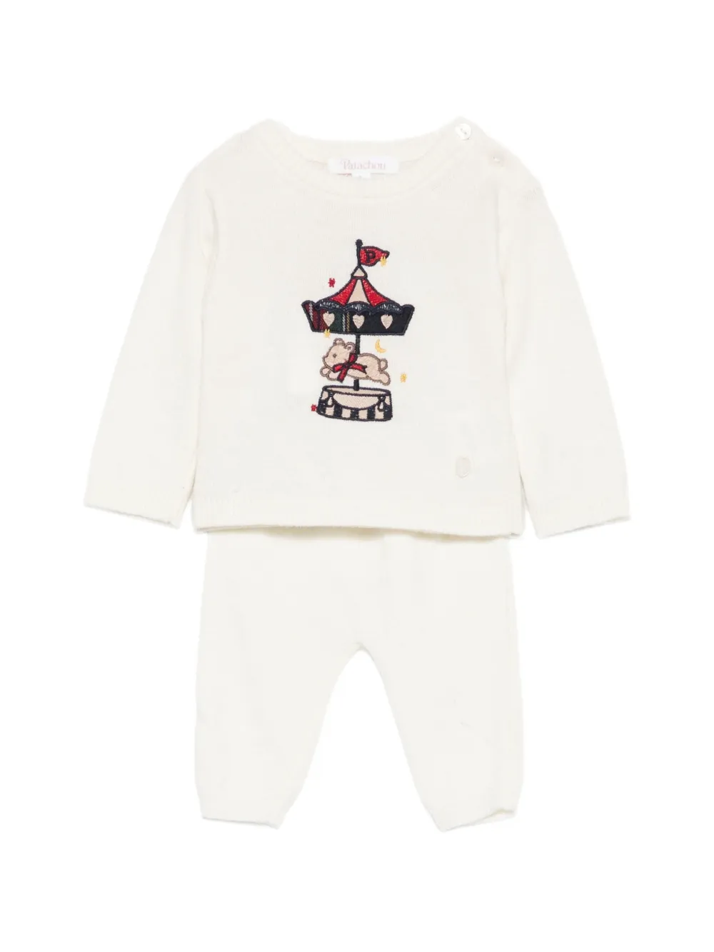 Patachou carousel-intarsia knitted sweater and trousers set - Bianco