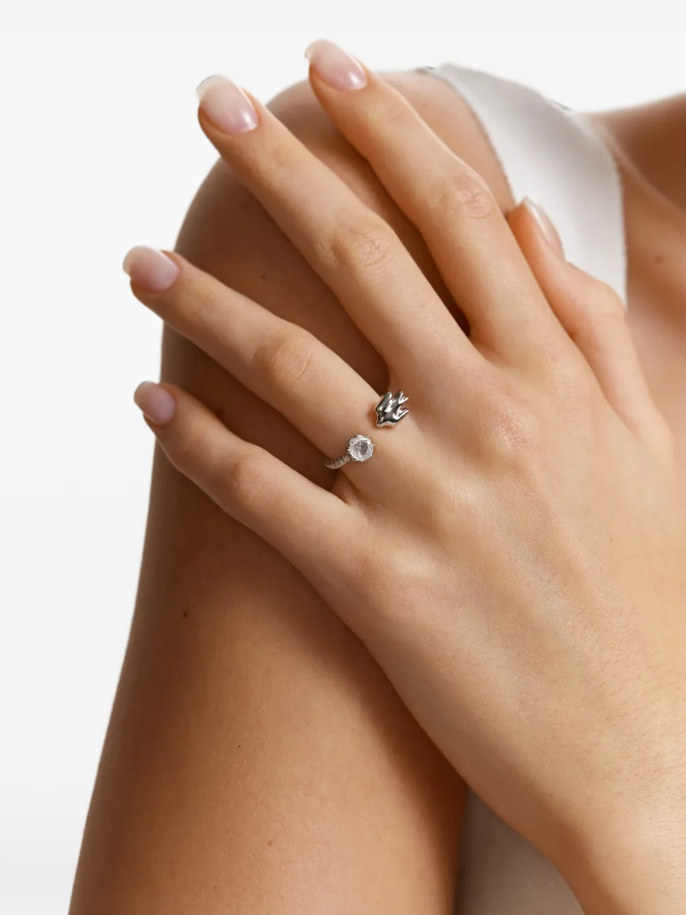 SOLO for diamonds x Gunia Project diamond-embellished open ring - Silber