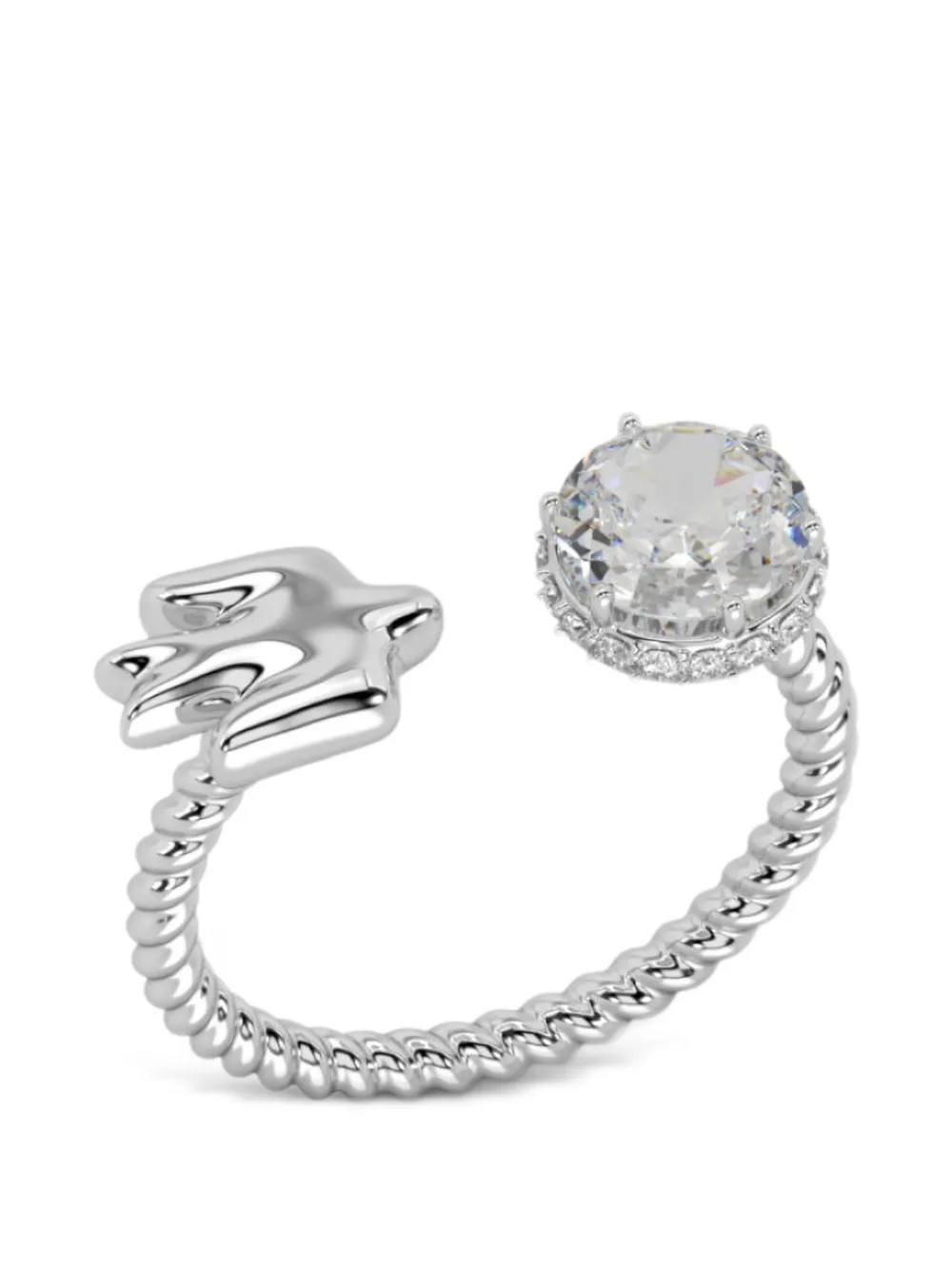 SOLO for diamonds x Gunia Project diamond-embellished open ring - Argento
