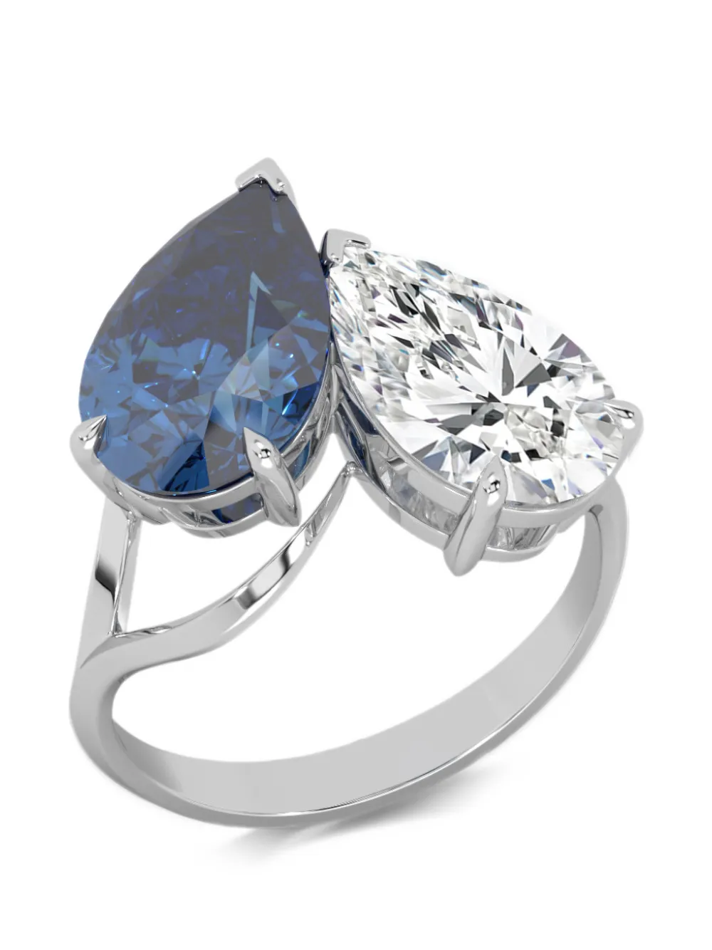 SOLO for diamonds Anello con diamanti e zaffiro - Argento