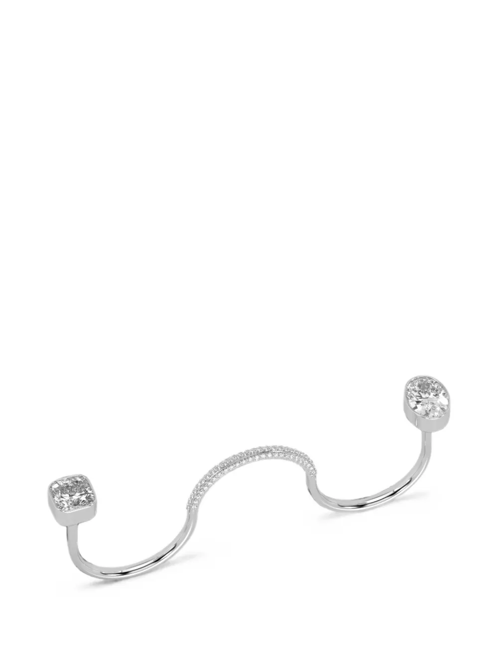 SOLO for diamonds diamond-embellished multi-finger ring - Silber