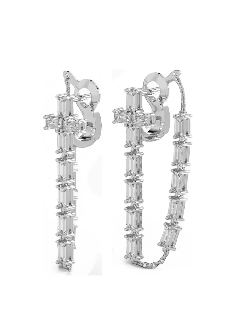 SOLO for diamonds cross-pendant diamond-embellished earrings - Argento