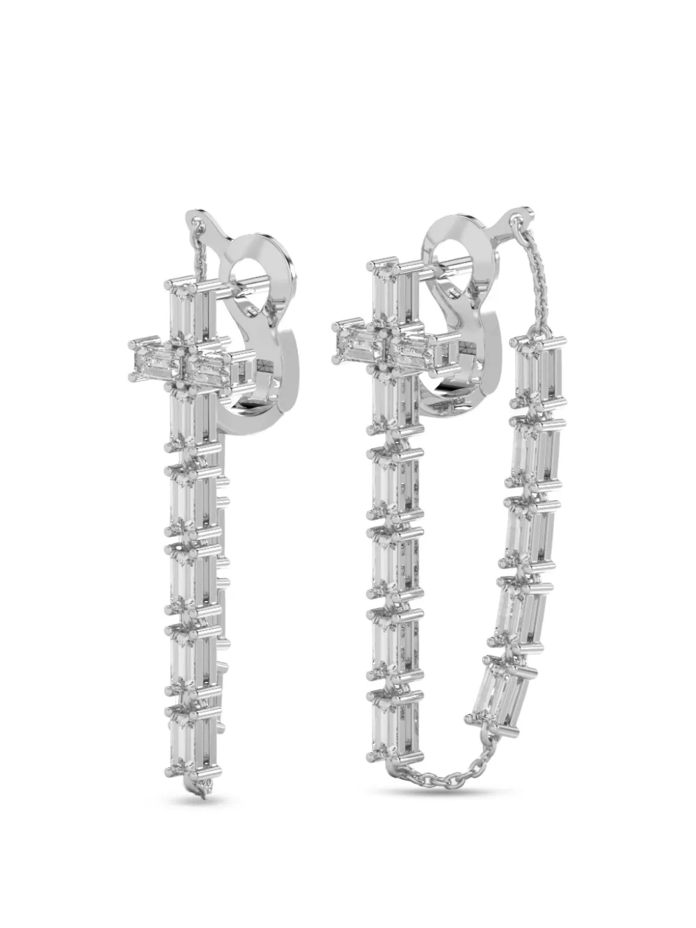 SOLO for diamonds cross-pendant diamond-embellished earrings - Argento