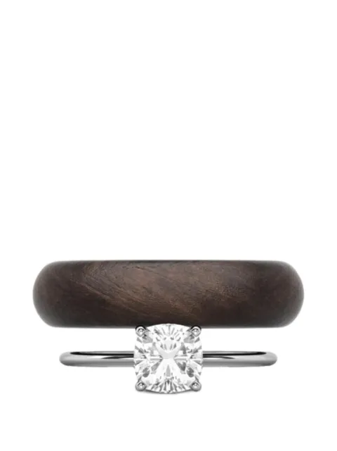 SOLO for diamonds bague sertie de diamants de synthèse à détail en bois