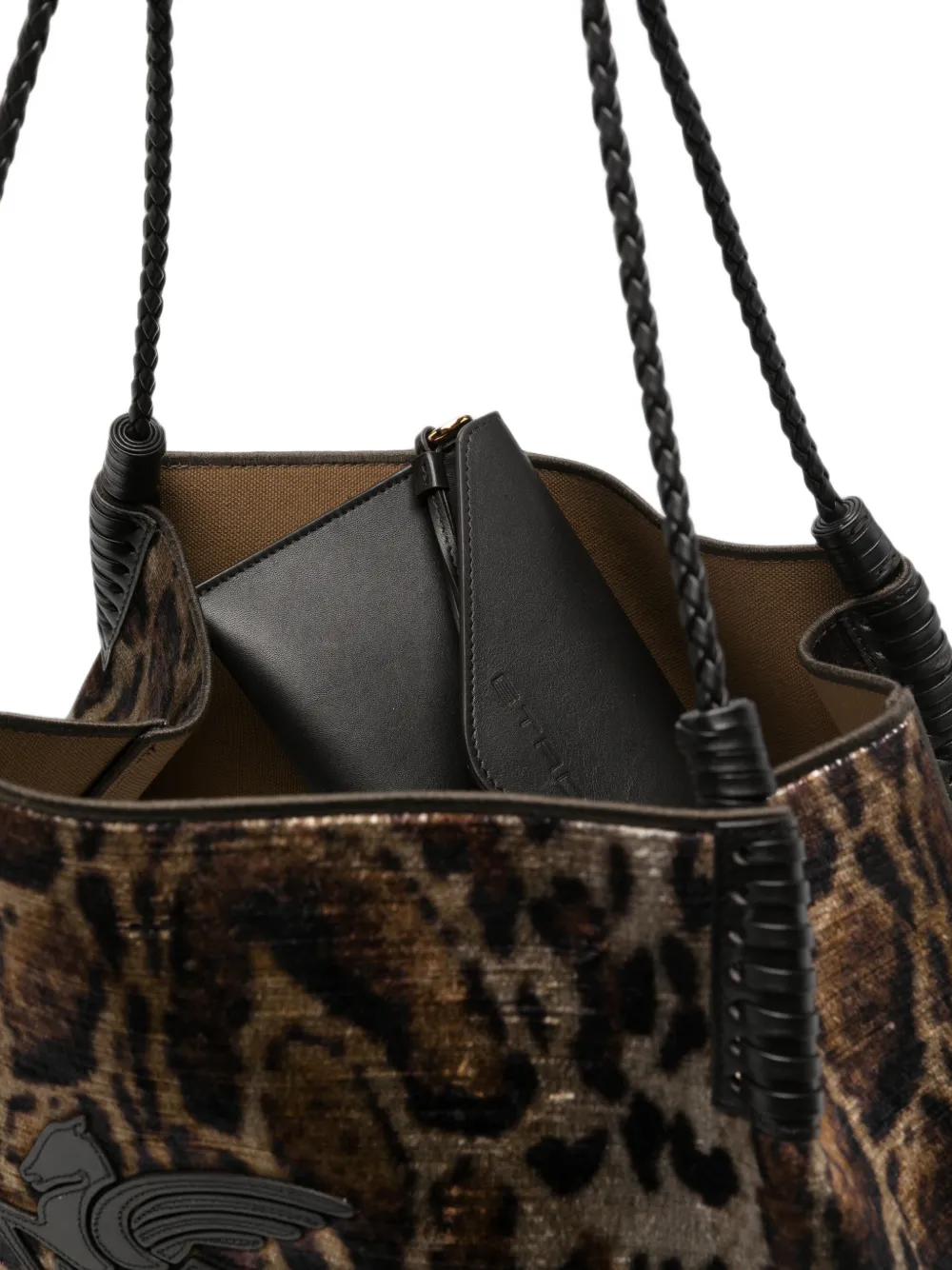 ETRO Libra fluwelen shopper met luipaardprint Bruin
