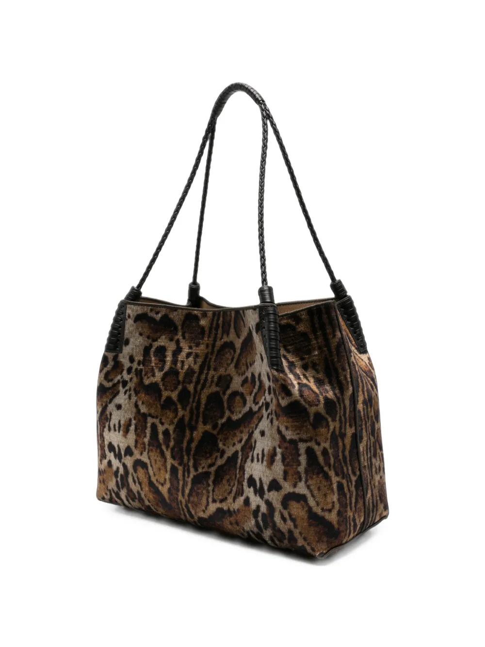 ETRO Libra fluwelen shopper met luipaardprint Bruin