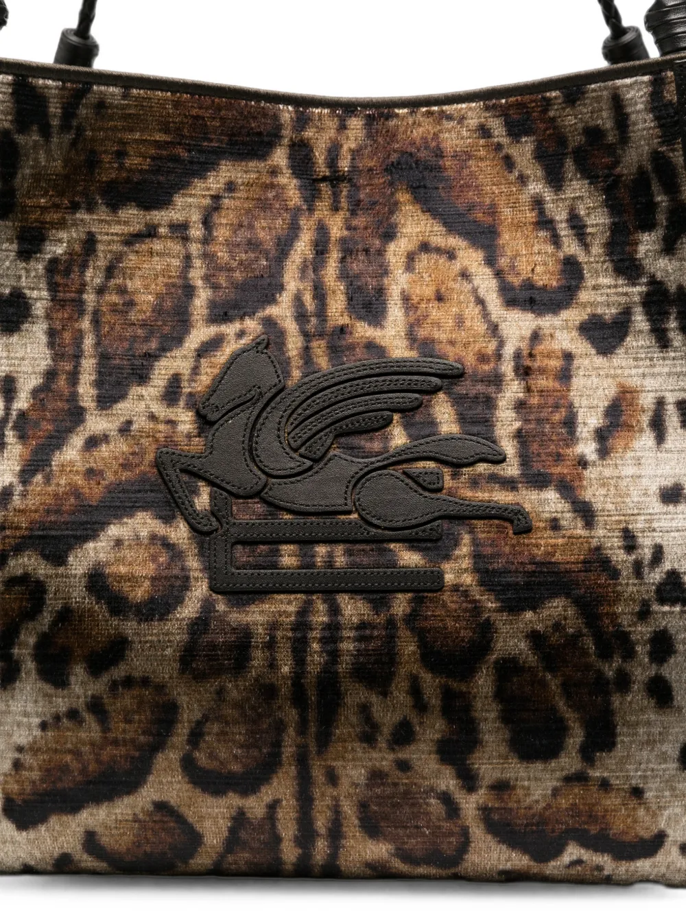 ETRO Libra fluwelen shopper met luipaardprint Bruin
