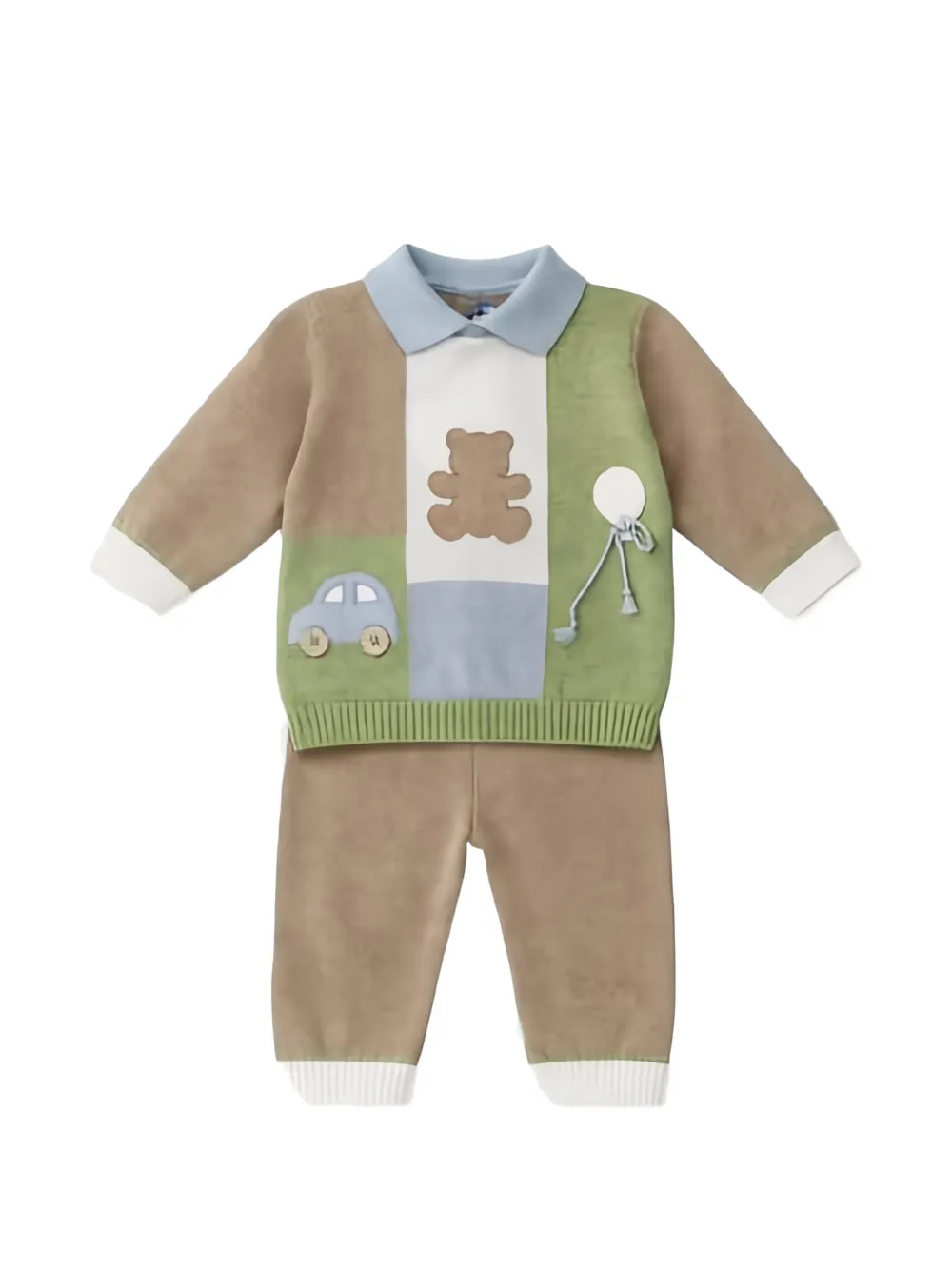 Colorichiari intarsia-knit teddy-bear sweater set - Toni neutri