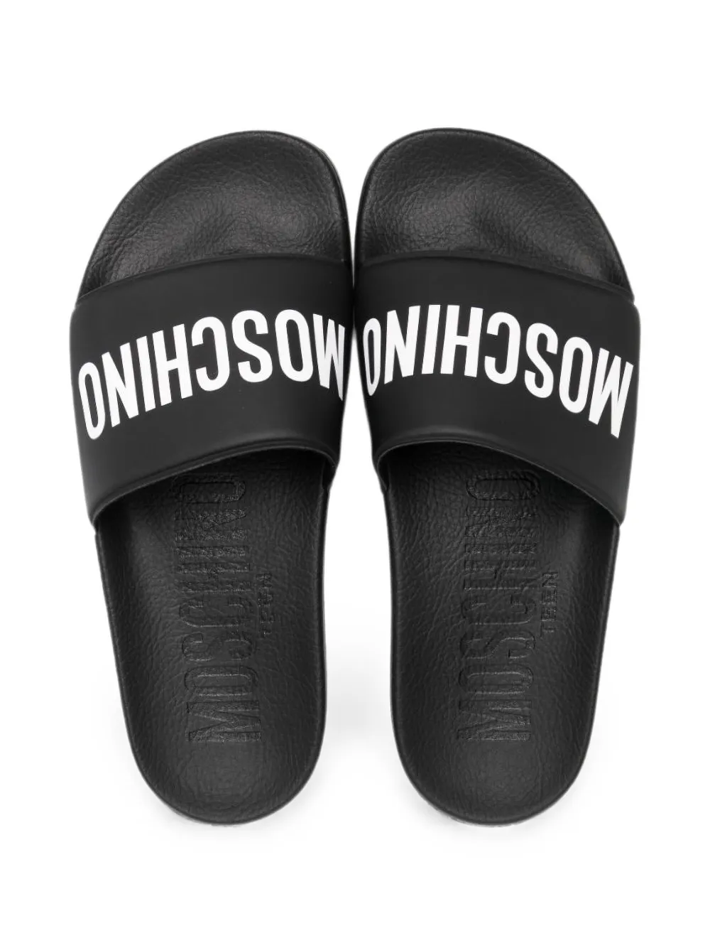 Moschino Kids logo-print slides Zwart
