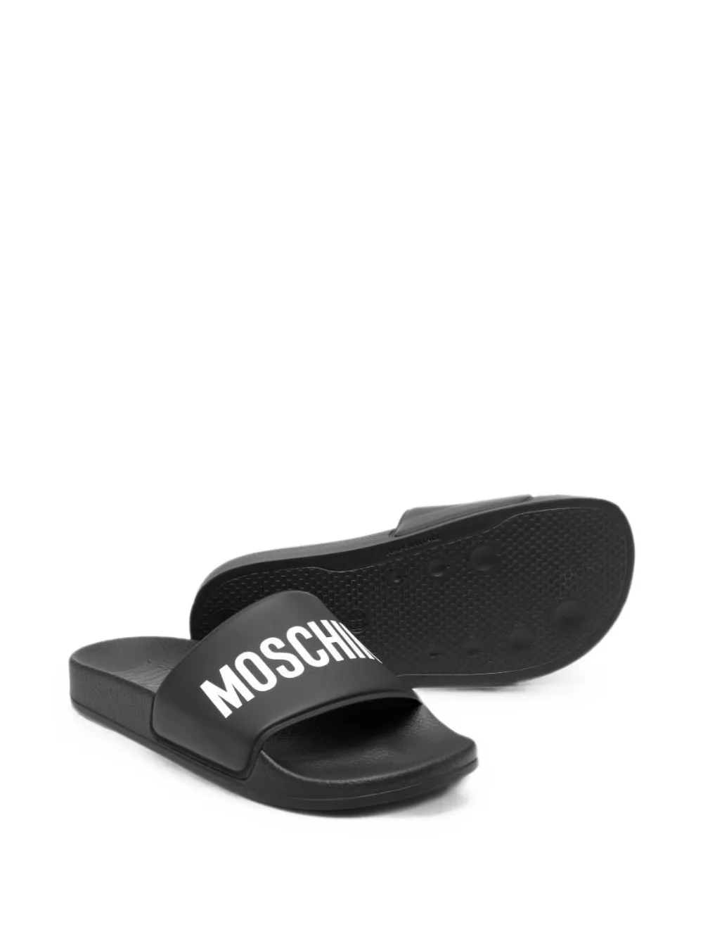 Moschino Kids logo-print slides Zwart