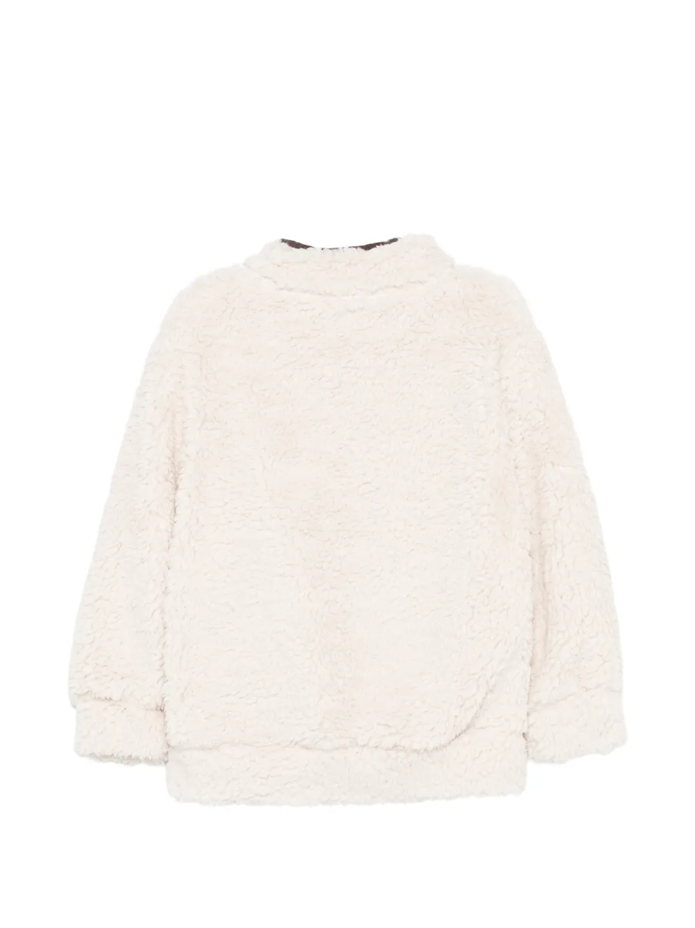 Patachou fleece-texture zip-fastening sweatshirt Beige