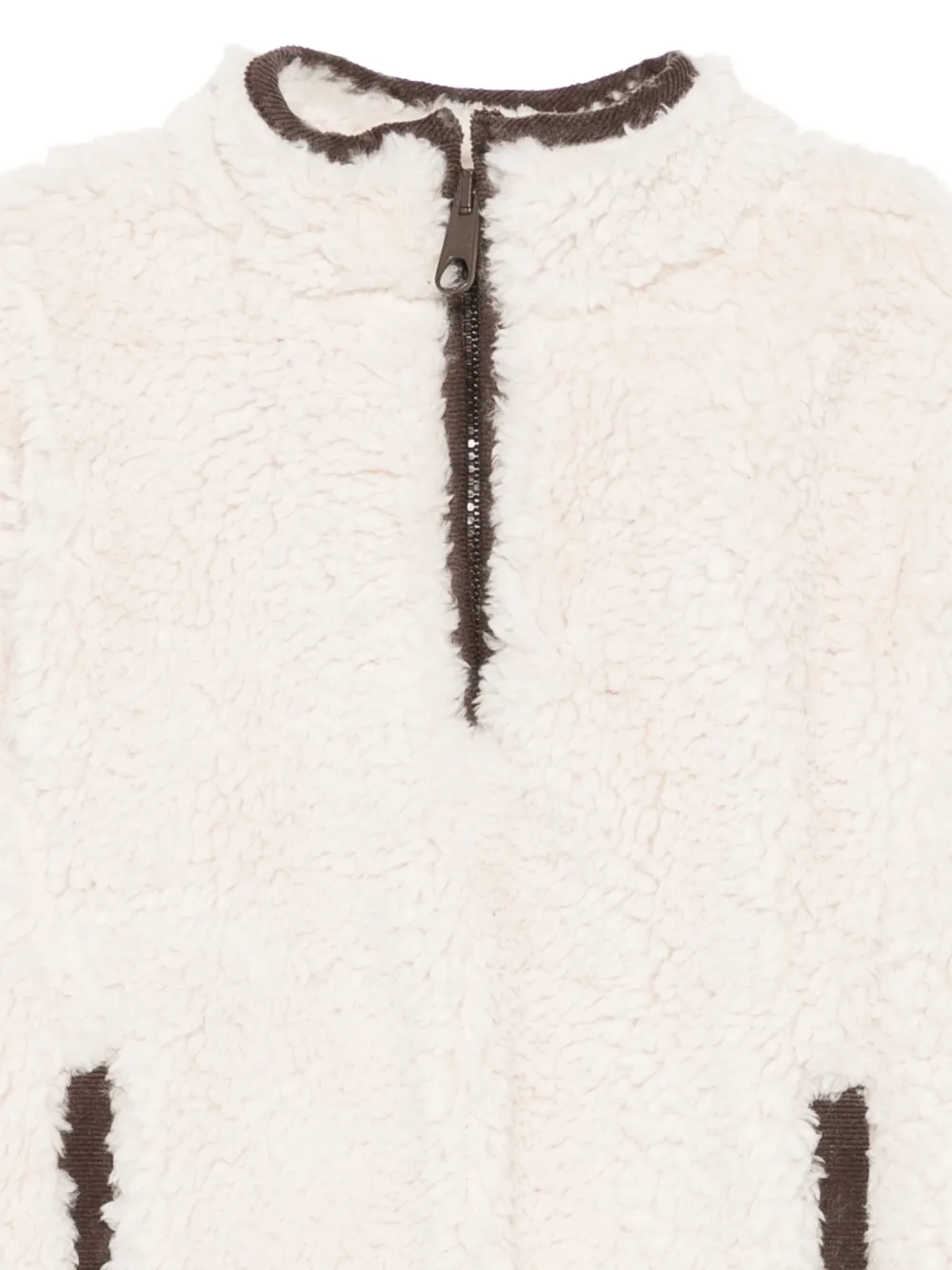 Patachou fleece-texture zip-fastening sweatshirt Beige