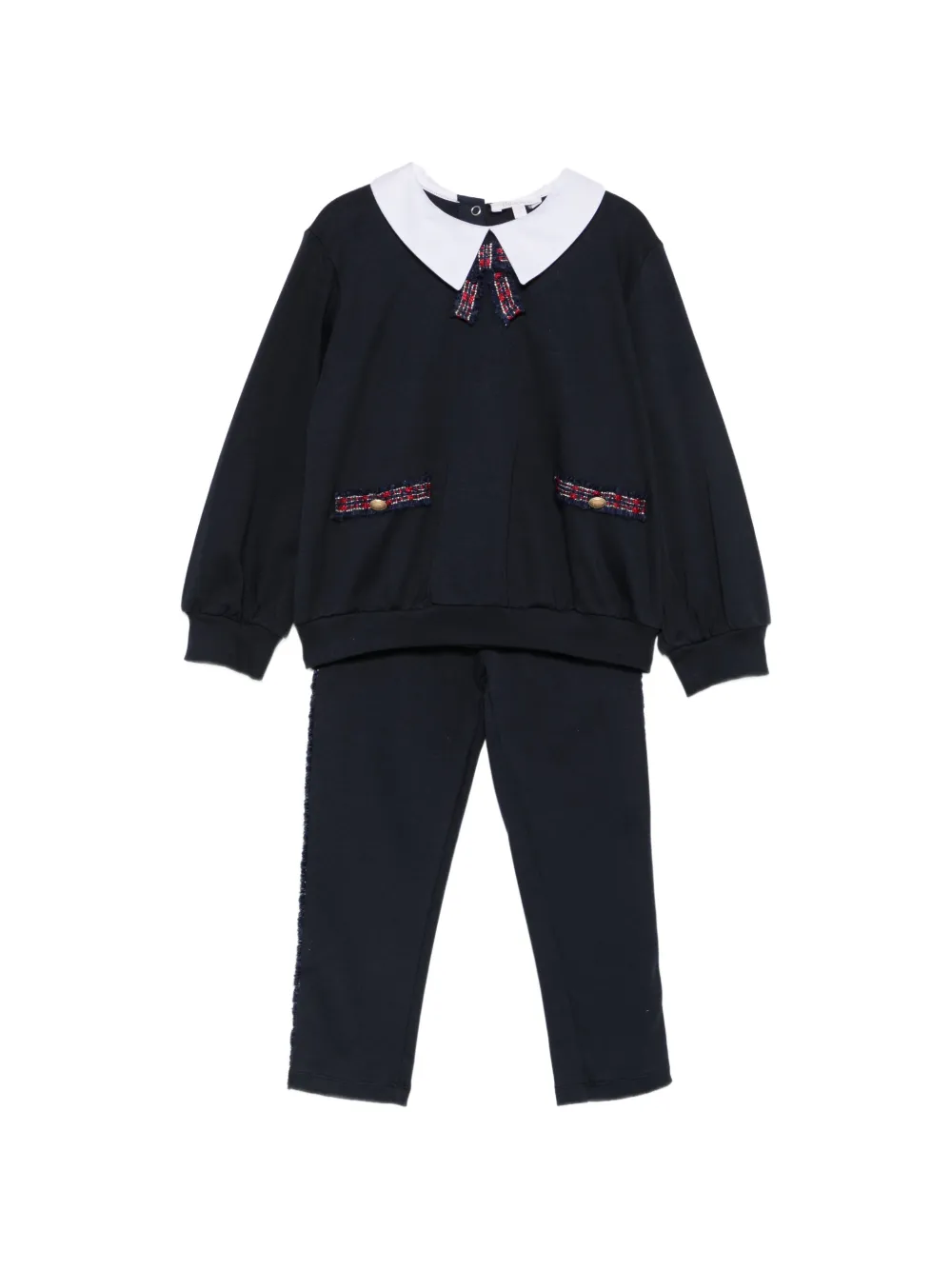 Patachou tweed-trim Peter Pan collar tracksuit Blauw