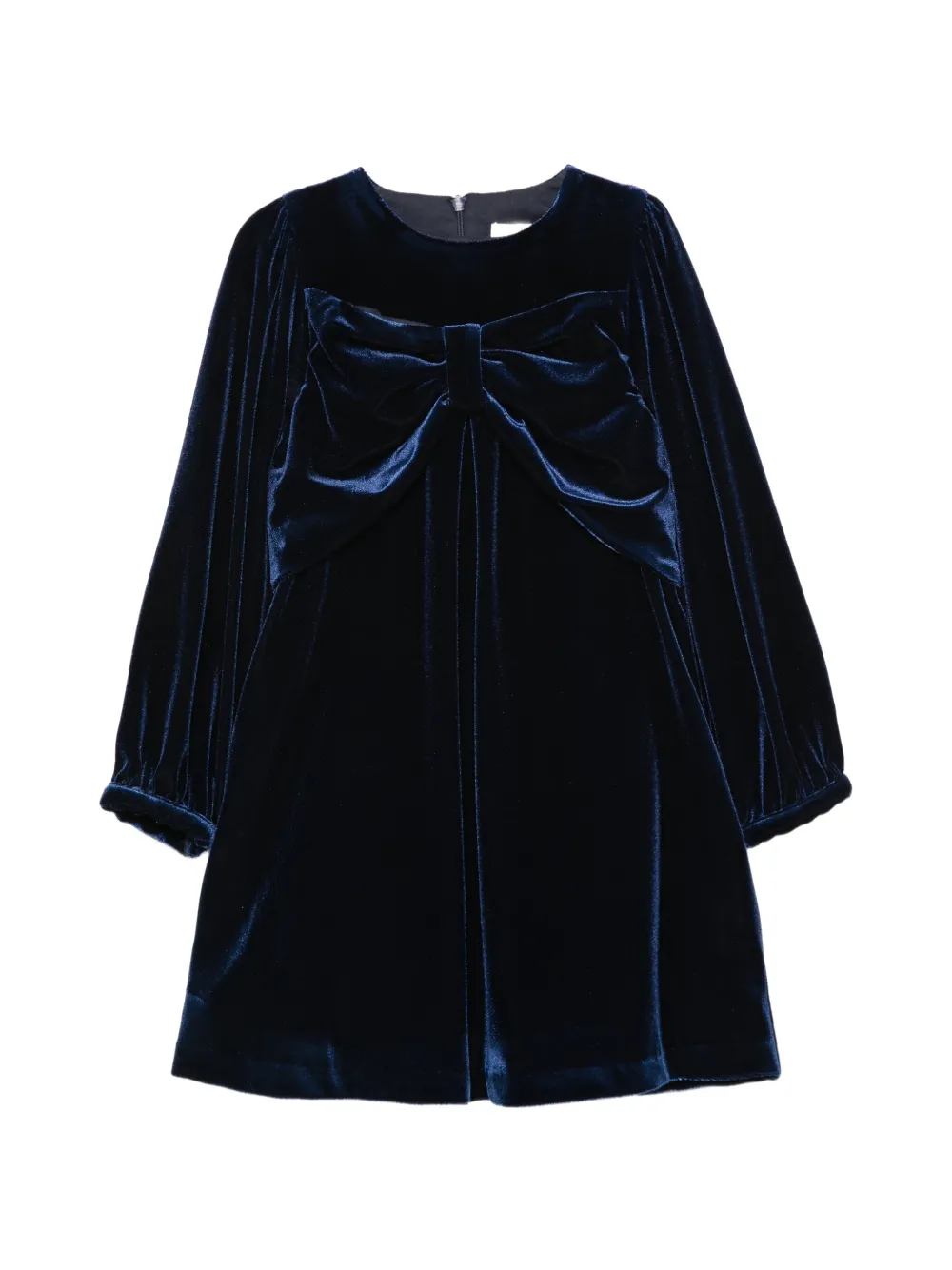 Patachou bow-detail velvet dress - Blu