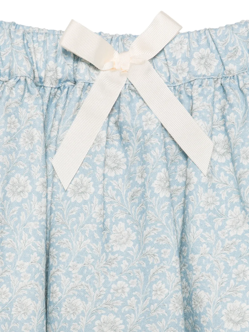 Patachou floral-print bow-detail skirt Blauw