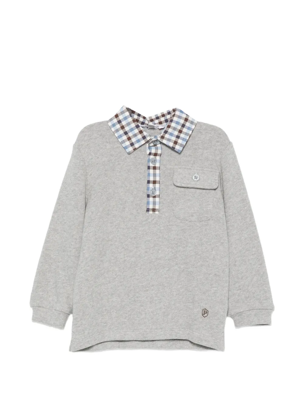 Patachou check-pattern-collar polo shirt - Grigio