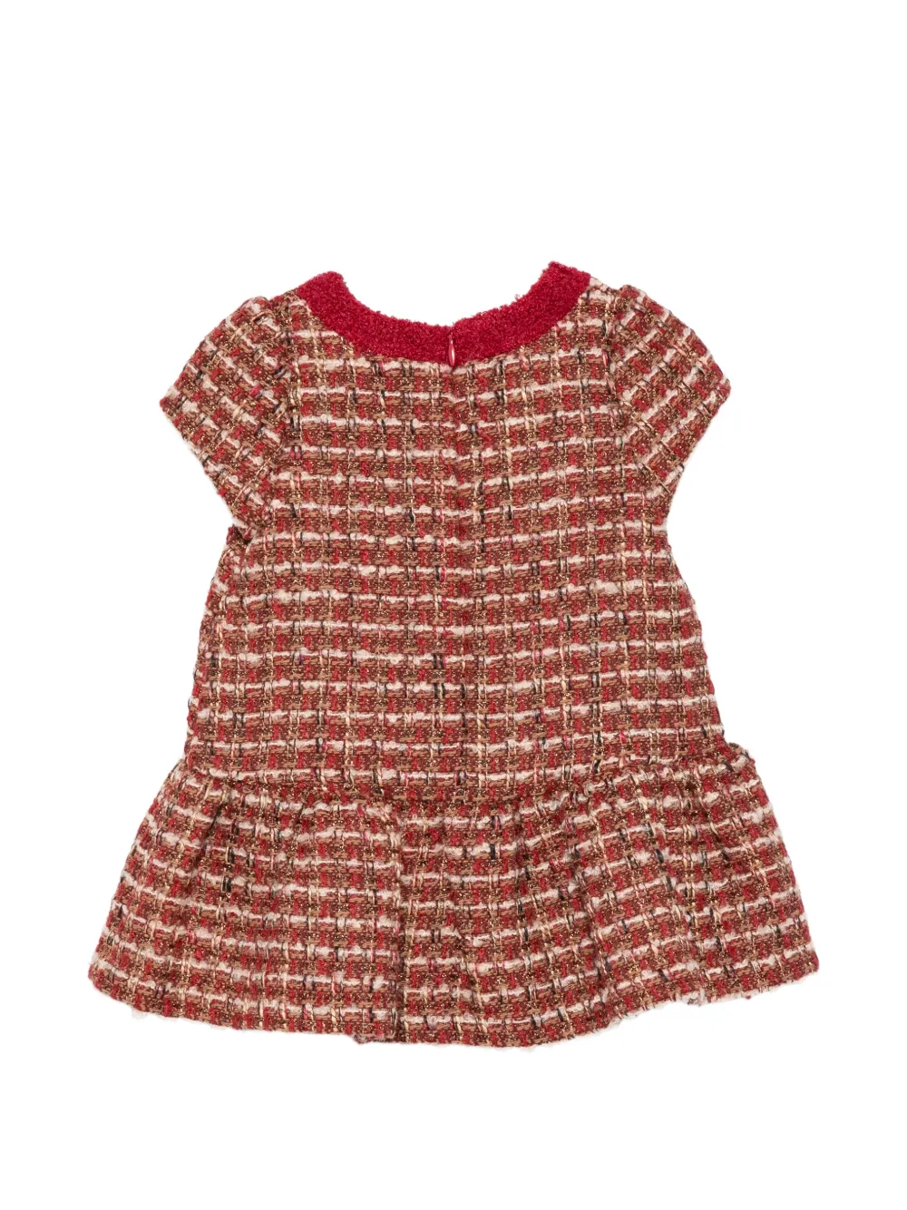 Patachou bouclé-tweed ruffled dress Rood