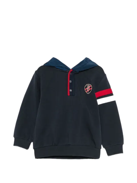 Patachou logo-patch striped-sleeve hoodie