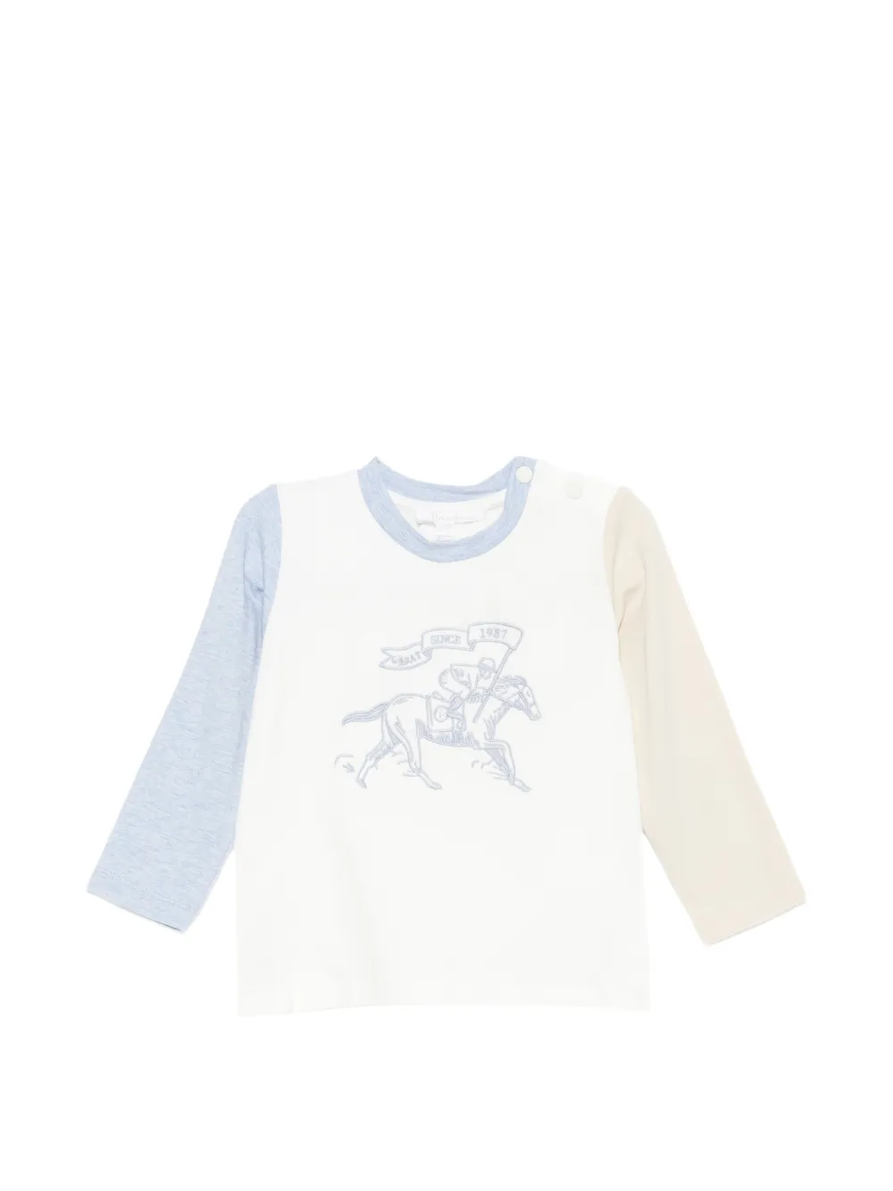 Patachou t-shirt colour block à broderie cheval - Blanc Patachou t-shirt colour block à broderie cheval - Blanc