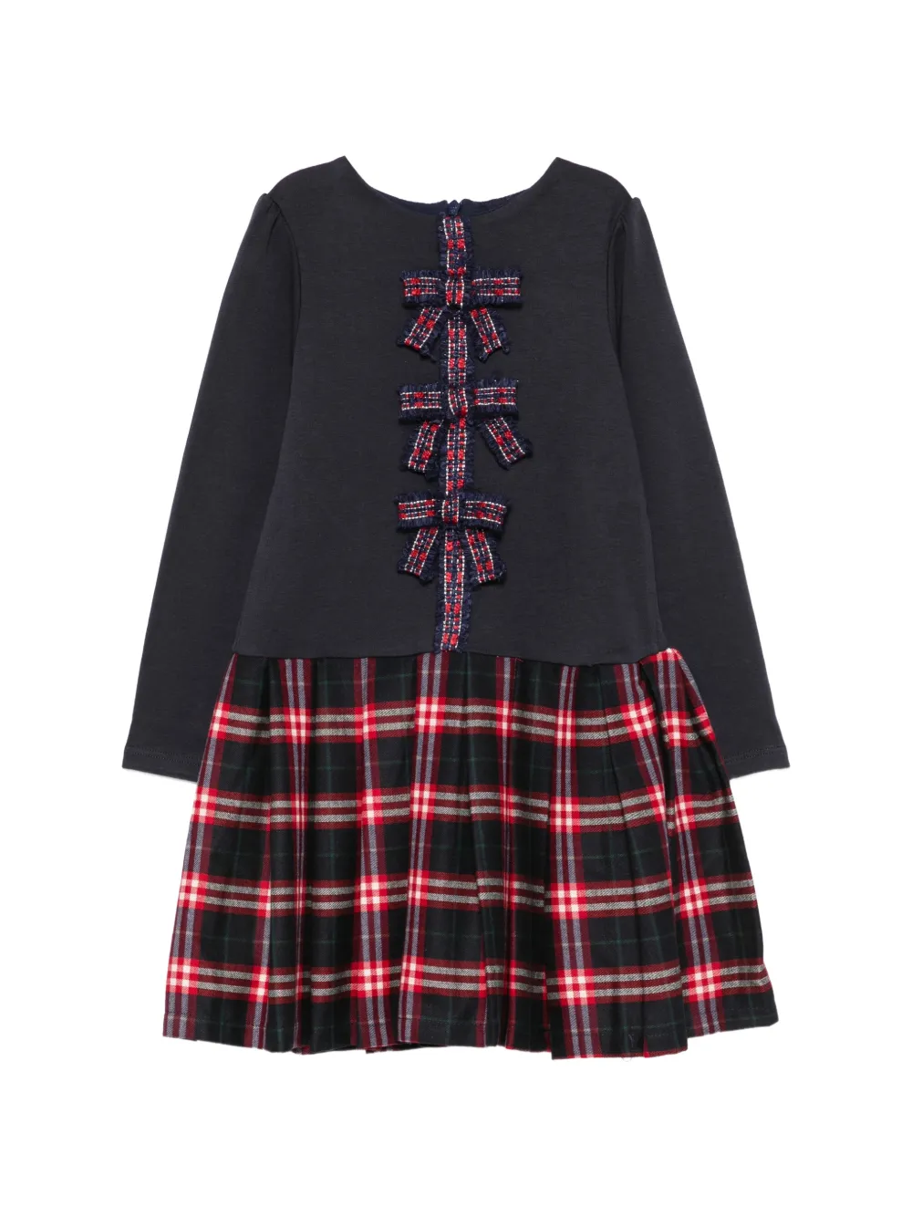 Patachou bow-embellished tartan dress - Blu
