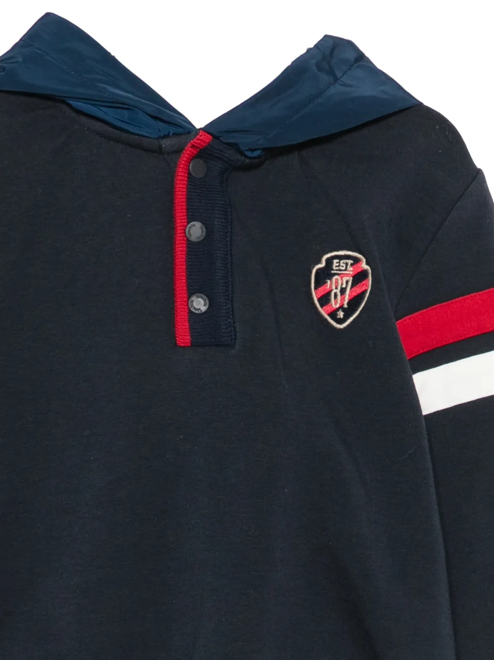 Patachou logo-patch striped hoodie Blauw