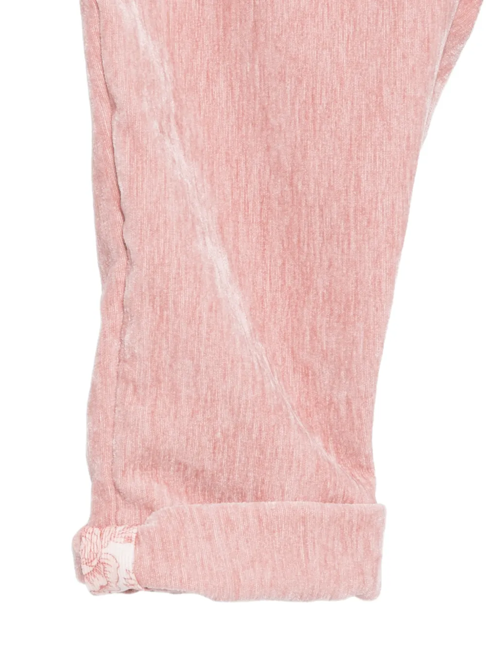 Patachou velvet floral-print top and trousers Roze