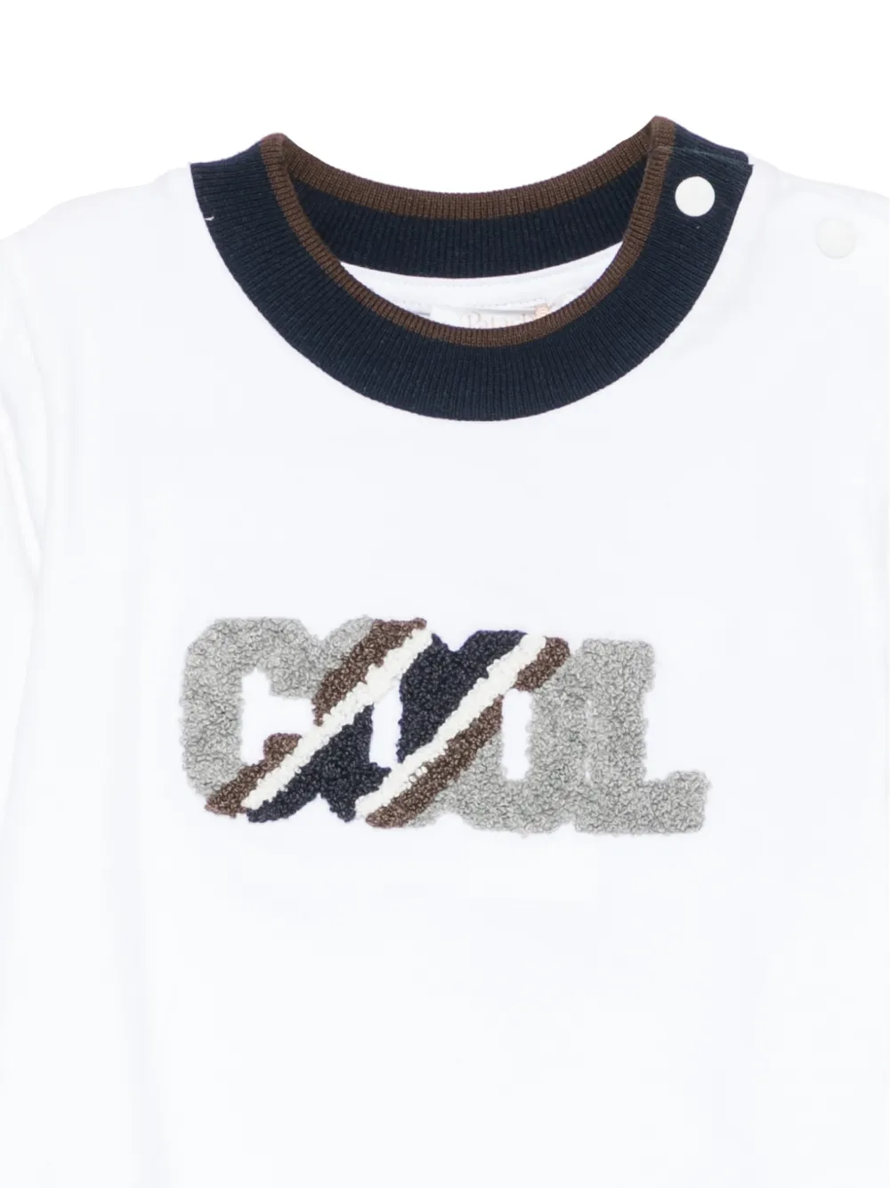 Patachou T-shirt met bouclé-patch en lange mouwen Wit