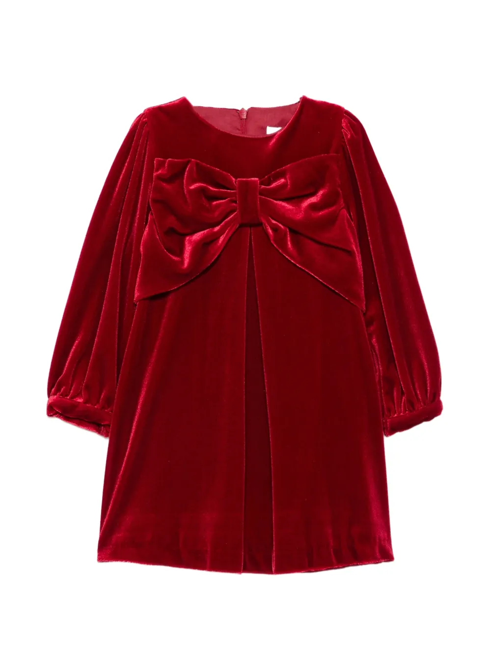 Patachou bow-detail velvet dress - Rosso