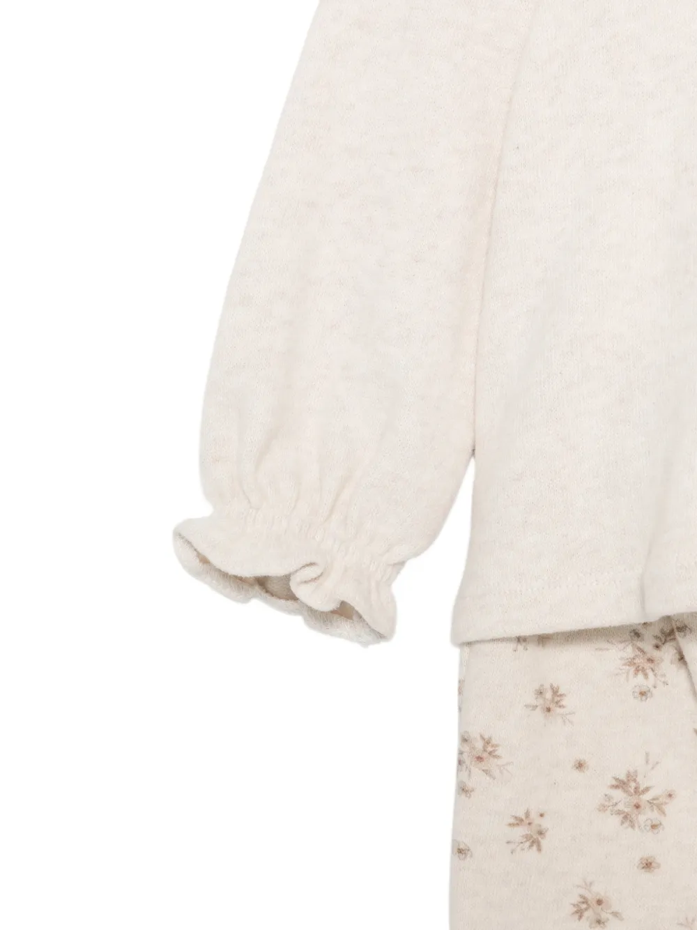 Patachou floral-embroidered scalloped-collar tracksuit Beige