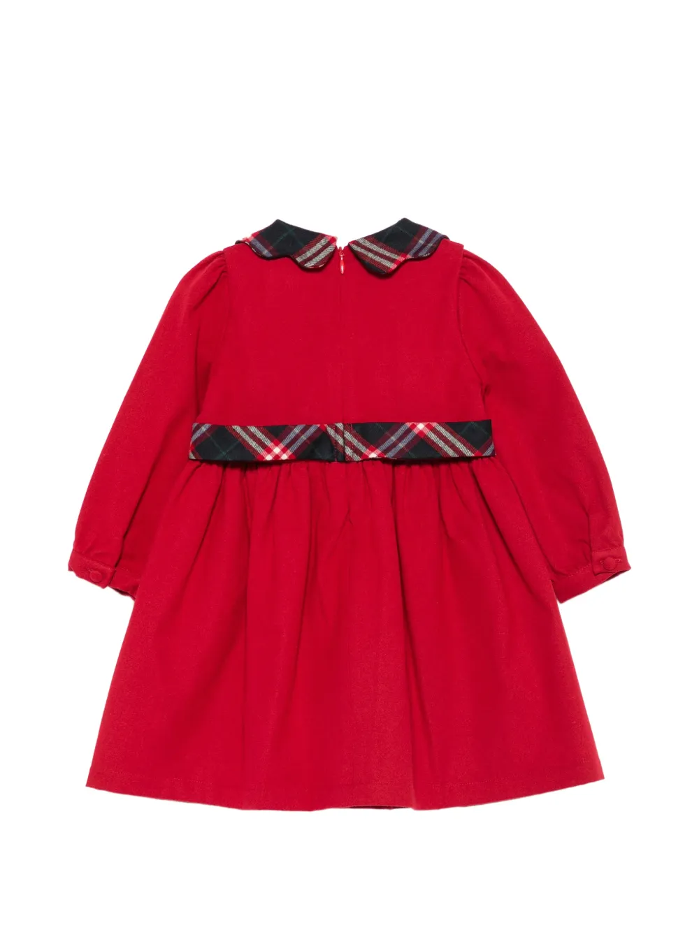 Patachou Jurk met gewelfde kraag en tartan afwerking Rood