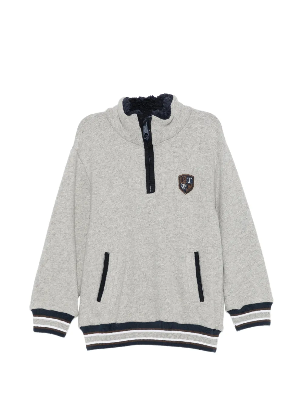 Patachou quarter-zip logo-patch sweater - Gris Patachou quarter-zip logo-patch sweater - Gris