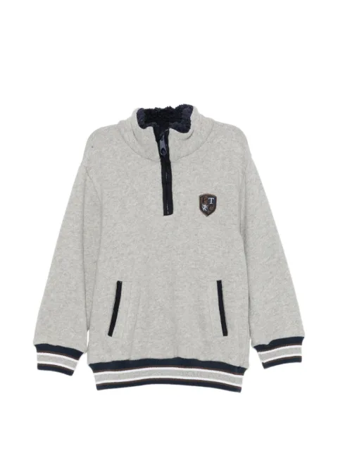 Patachou quarter-zip logo-patch sweater