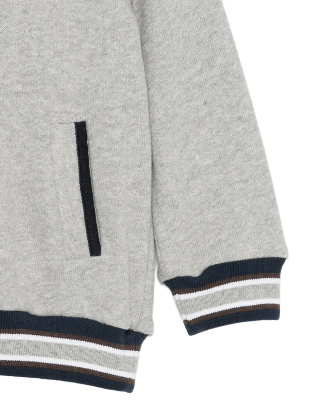 Patachou quarter-zip logo-patch sweater Grijs