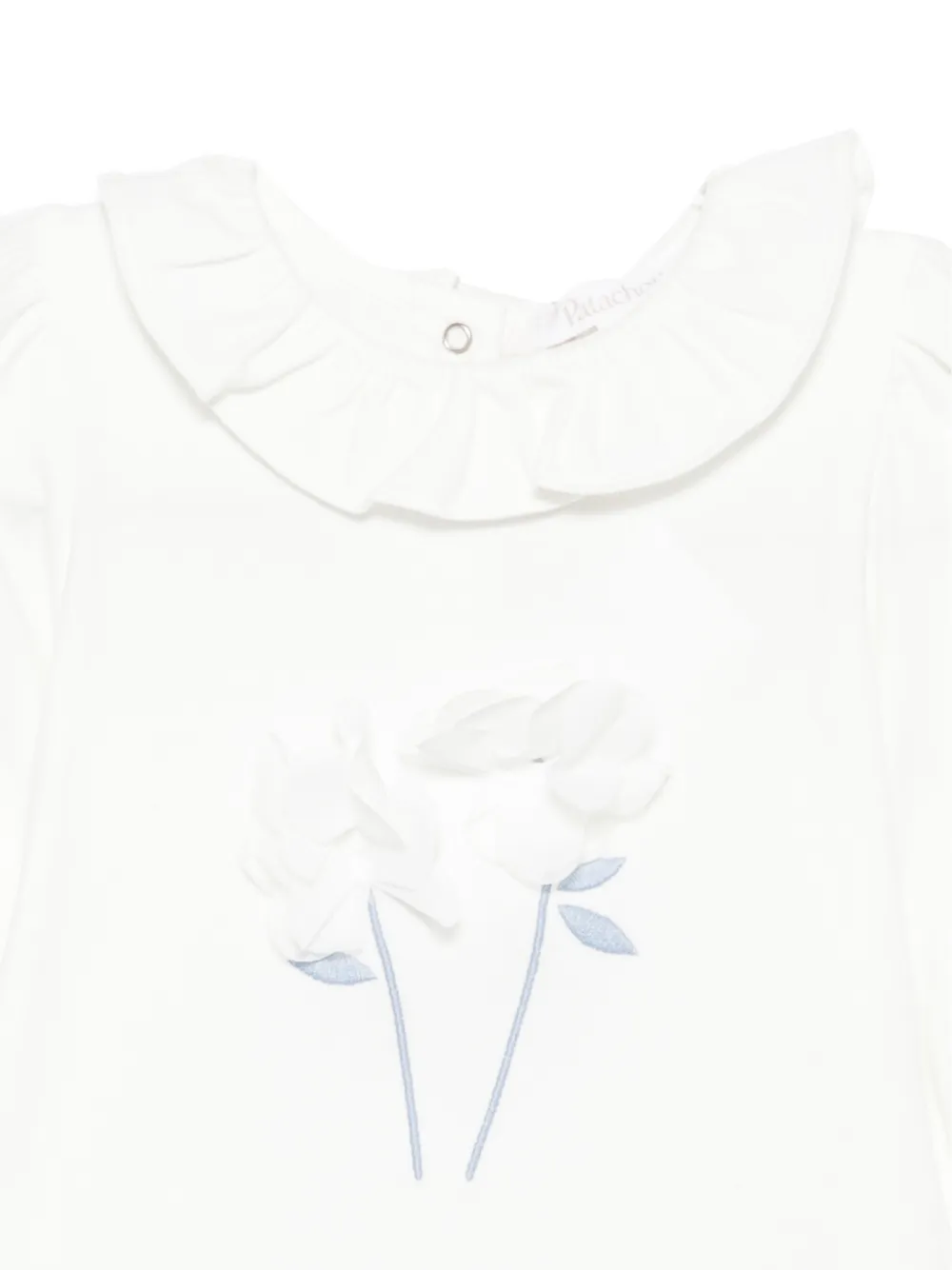Patachou T-shirt met ruches en bloemapplicatie Wit