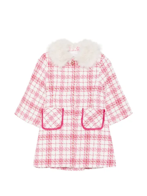 Patachou faux-fur collar tweed coat