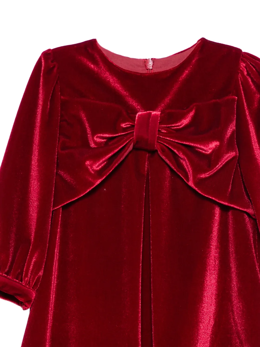 Patachou bow-detail velvet dress Rood