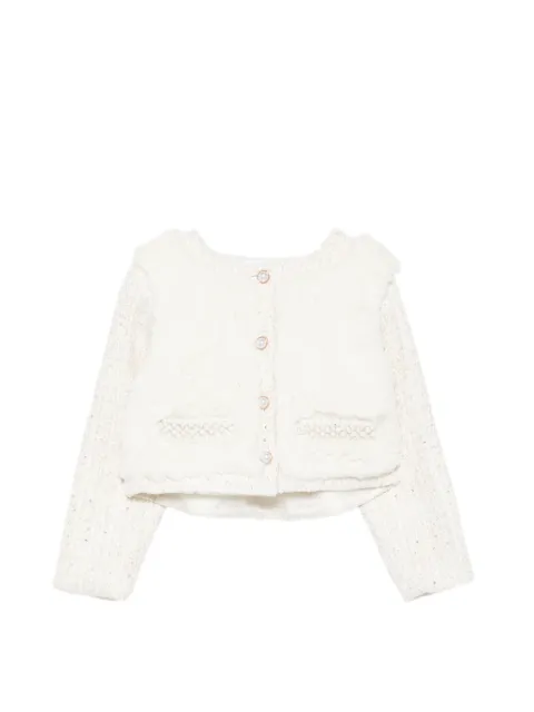 Patachou faux-fur panelled tweed jacket