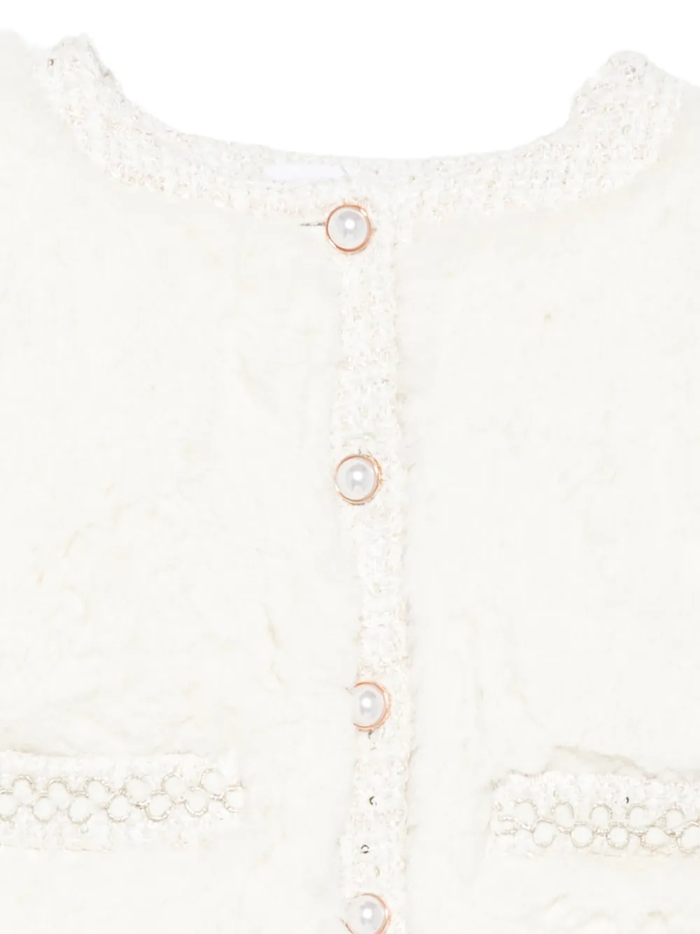 Patachou faux-fur panelled tweed jacket Beige