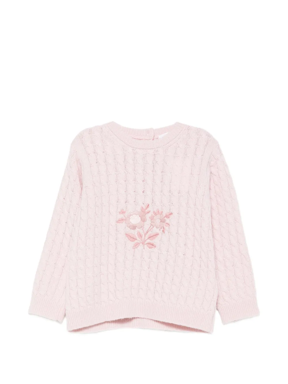 Patachou pull en maille torsadée à fleurs brodées - Rose Patachou pull en maille torsadée à fleurs brodées - Rose
