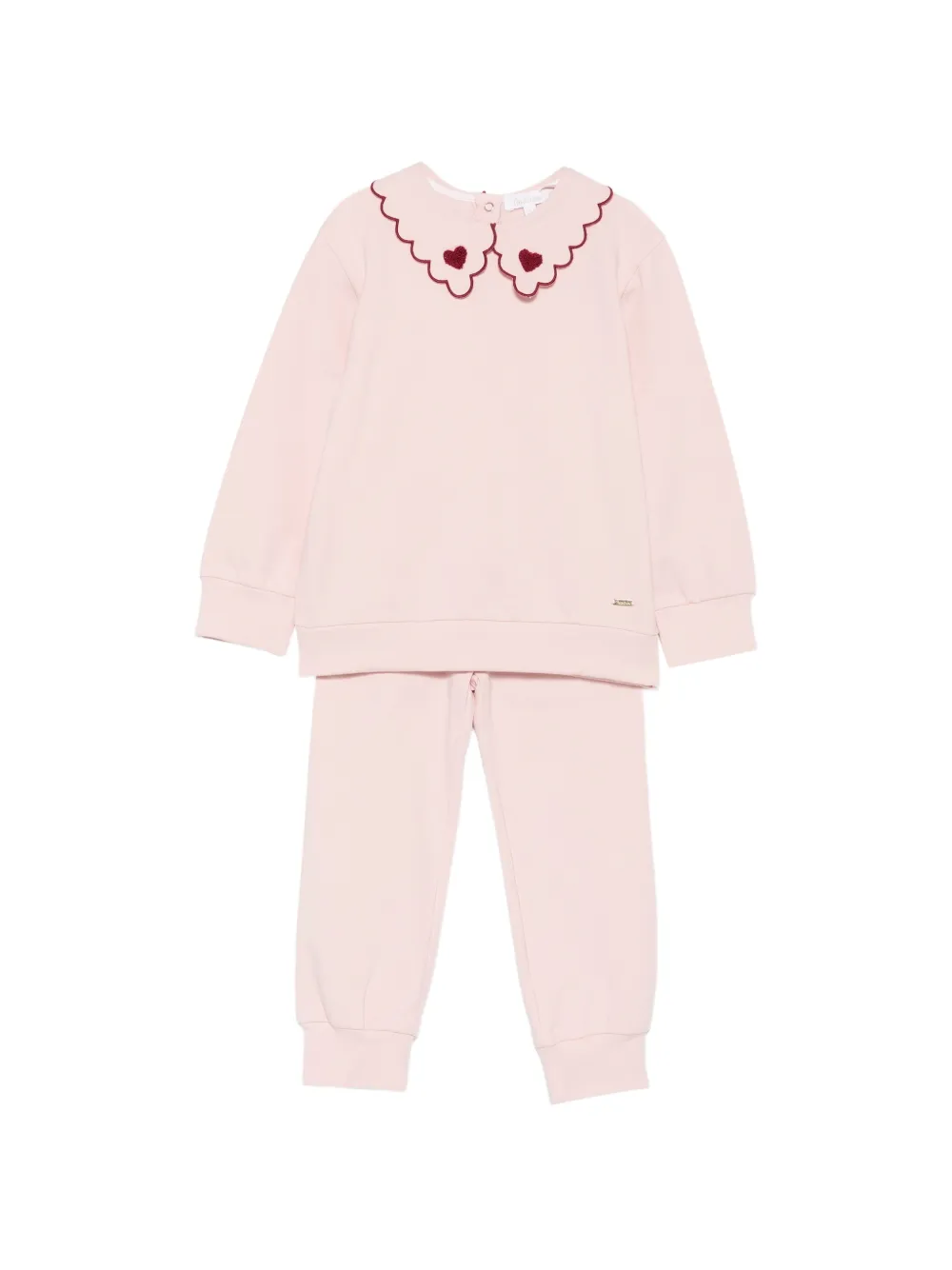 Patachou scallop-collar heart-embroidered tracksuit - Rosa