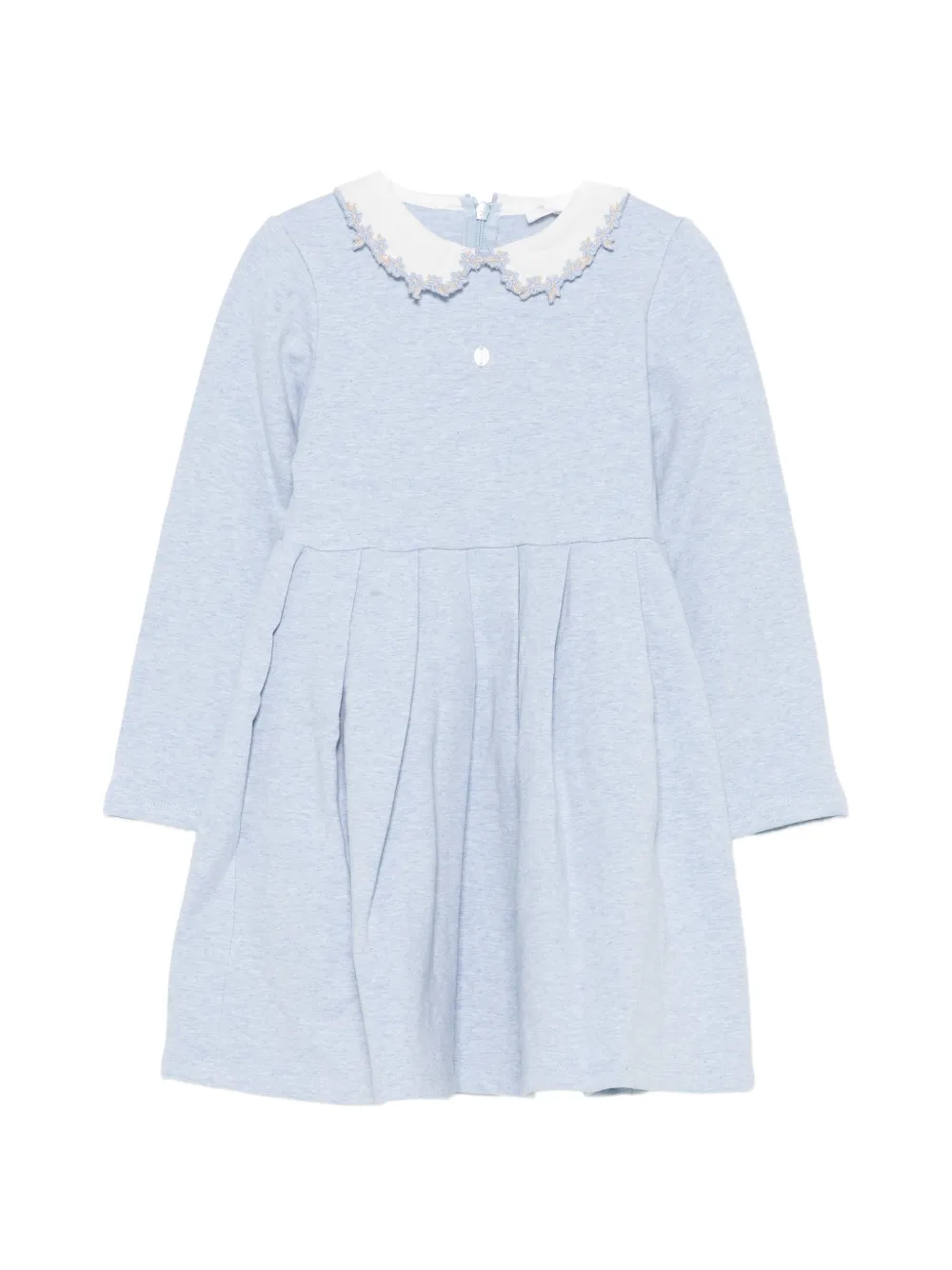 Patachou embroidered-collar pleated dress - Blu