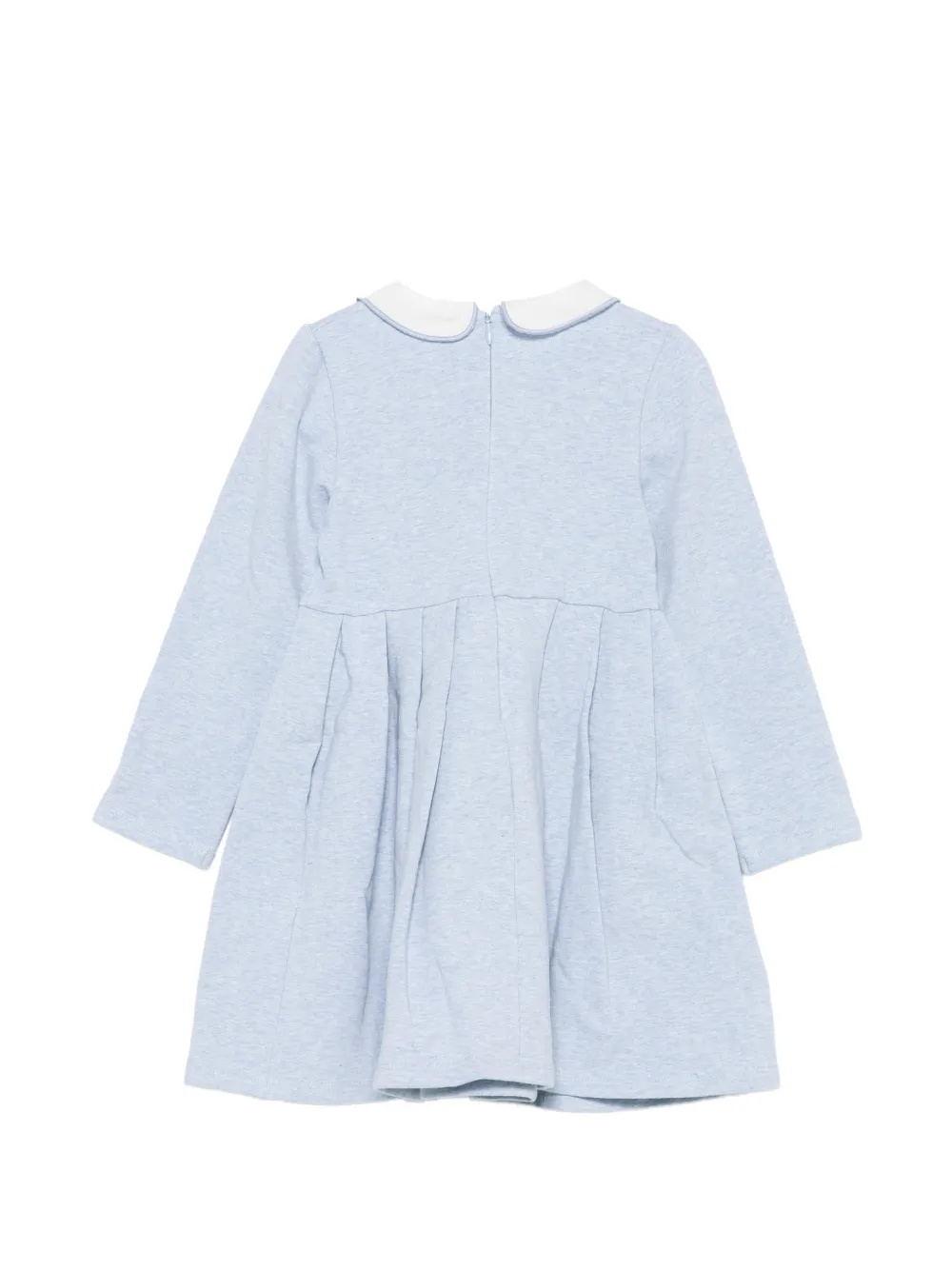Patachou embroidered-collar pleated dress Blauw