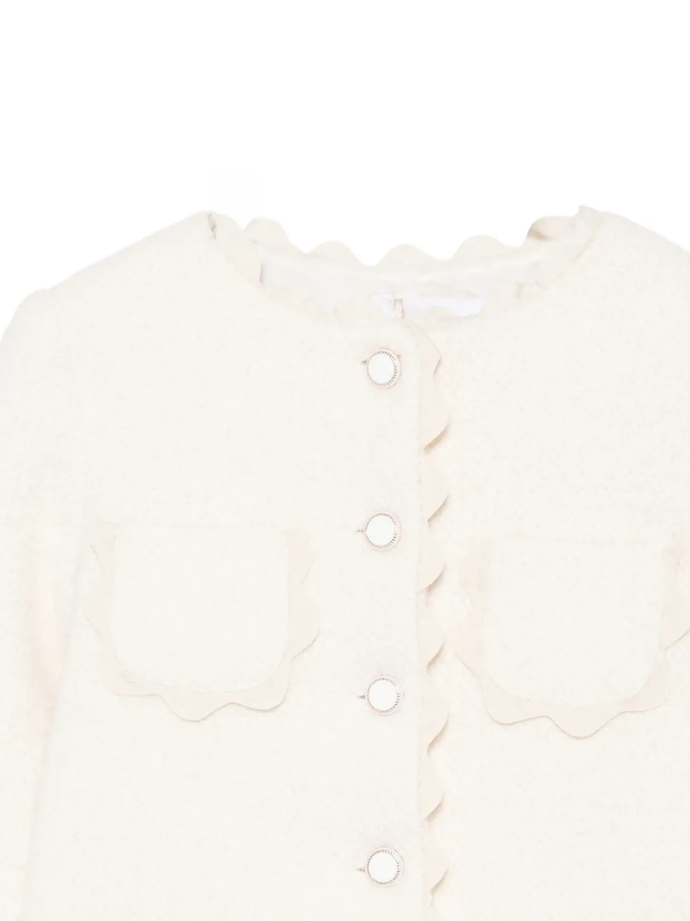 Patachou scalloped-trim bouclé jacket Beige